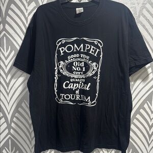 Black Short Sleeve Tee with Vintage Graphic Design